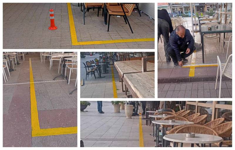 Νέα οριοθέτηση για τραπεζοκαθίσματα από χθες στην κεντρική πλατεία
