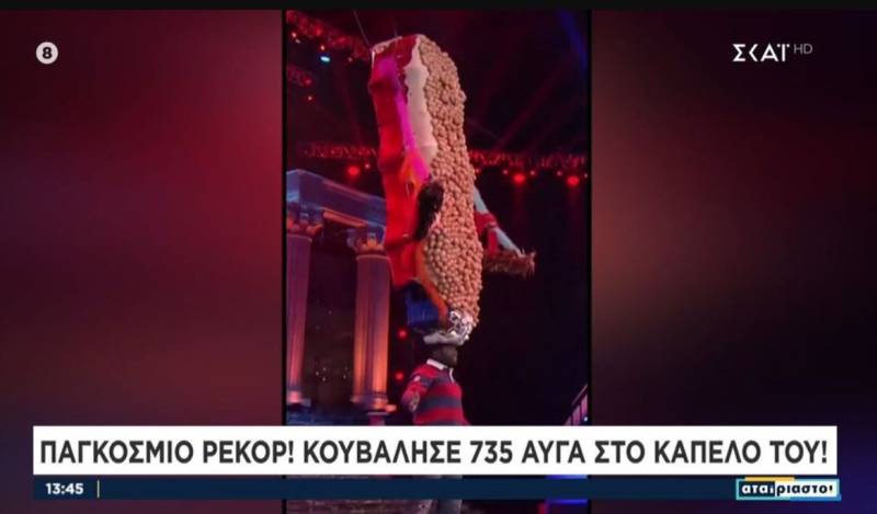 Παγκόσμιο Ρεκόρ - Κουβάλησε 735 αυγά στο καπέλο του (Βίντεο)