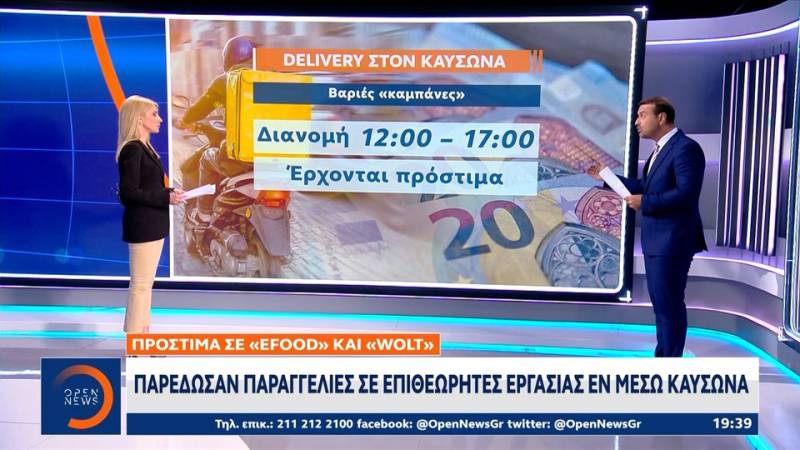 Πρόστιμα σε efood και Wolt: Παρέδωσαν παραγγελίες σε επιθεωρητές εργασίας εν μέσω καύσωνα