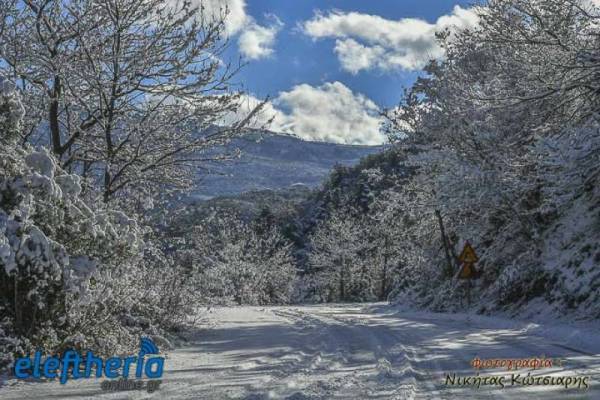 Δυσκολίες σε εθνικό και επαρχιακό δίκτυο της Πελοποννήσου λόγω χιονιού και παγετού