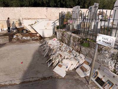 Νεκροταφείο Καλαμάτας: Οργισμένες αντιδράσεις για απροειδοποίητο ξήλωμα στο οστεοφυλάκιο - Πέταξαν τις φωτογραφίες και έβαλαν αριθμούς