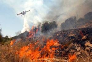 Πυρκαγιά σε εξέλιξη στην Βάθεια Λακωνίας