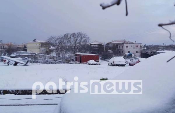 Κακοκαιρία Λέανδρος: Χιόνια και τσουχτερό κρύο στα Ορεινά της Ηλείας (Φωτογραφίες)