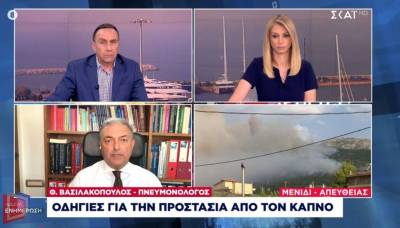 Βασιλακόπουλος για φωτιές: Μάσκες στους εξωτερικούς χώρους για την προστασία του αναπνευστικού (Βίντεο)