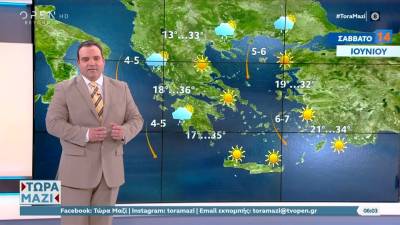 Καιρός 14/06/2025: Αρκετή ζέστη και μελτέμια στο Αιγαίο