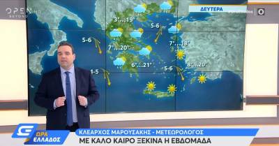 Καιρός - ΕΜΥ: Δευτέρα με θερμοκρασίες έως 20 βαθμούς