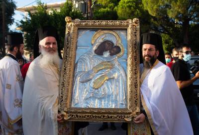 Υποδοχή εικόνας της Παναγίας σήμερα στα Γιαννιτσάνικα