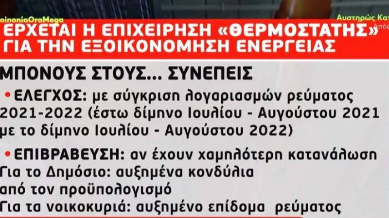 Έρχεται η επιχείρηση «Θερμοστάτης» για την εξοικονόμηση ενέργειας - Μπόνους σε νοικοκυριά &amp; επιχειρήσεις που κάνουν οικονομία στο ρεύμα (βίντεο)
