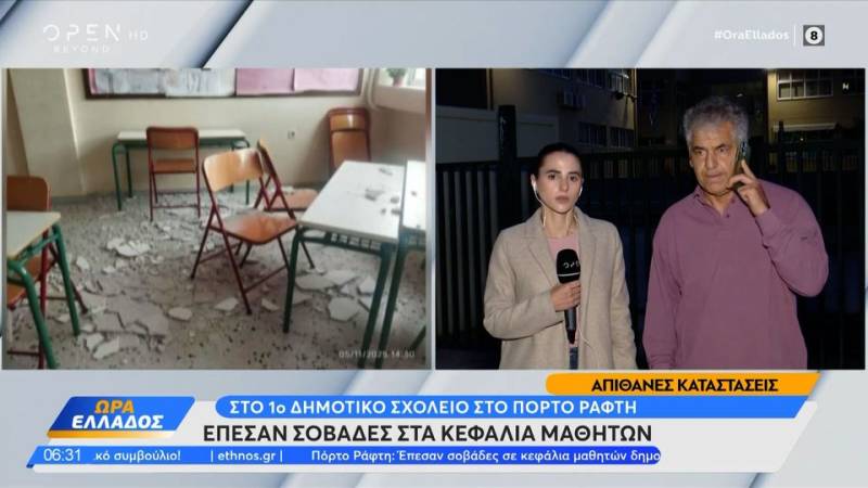 Πόρτο Ράφτη: Επεσαν σοβάδες στα κεφάλια μαθητών