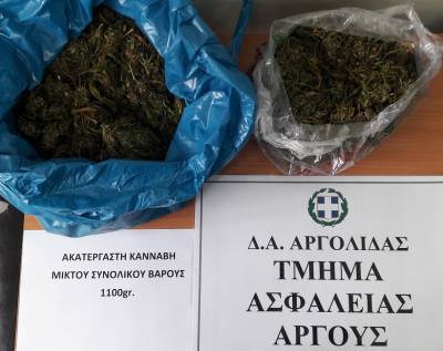 Πάνω από 1 κιλό χασίς είχε σπίτι του ένας 65χρονος σε χωριό του Αργους