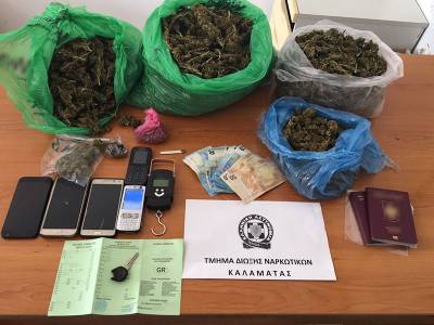 Τέσσερις συλλήψεις για χασίς στην Καλαμάτα