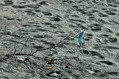 Πεταμένες μάσκες στην παραλία