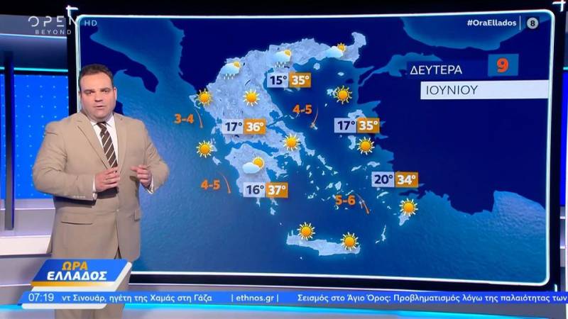 Καιρός 09/06/2025: Με υψηλές θερμοκρασίες και η σημερινή ημέρα