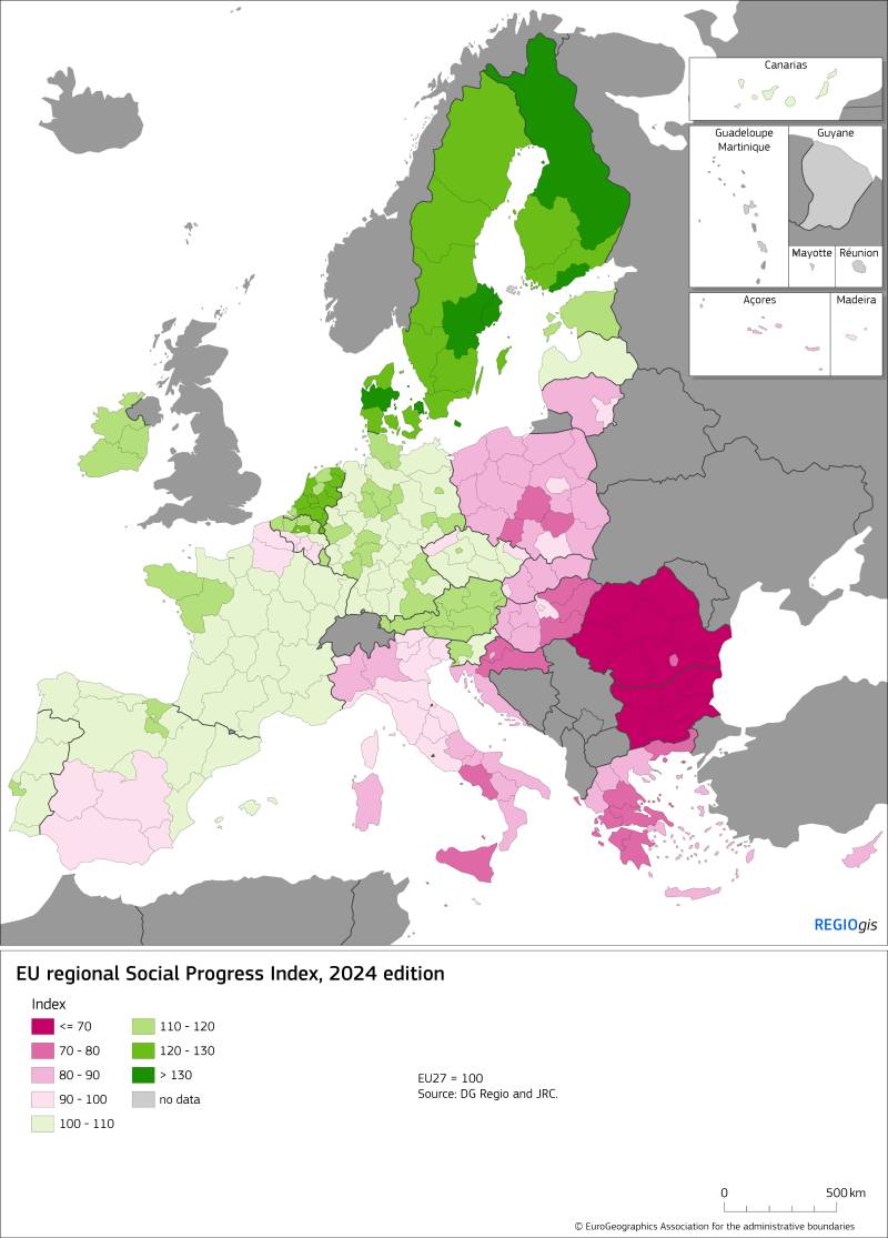 Η Πελοπόννησος στην ουρά των Περιφερειών στον Δείκτη Κοινωνικής Προόδου της ΕΕ