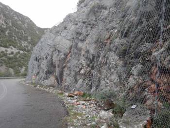 Τοποθετήθηκαν τα πλέγματα στο δρόμο Αμφεια - Πολιανή