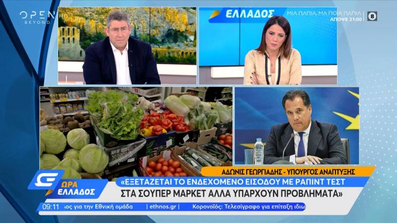 Γεωργιάδης: Eξετάζεται το ενδεχόμενο εισόδου με ράπιντ τεστ στα σούπερ μάρκετ (Βίντεο)