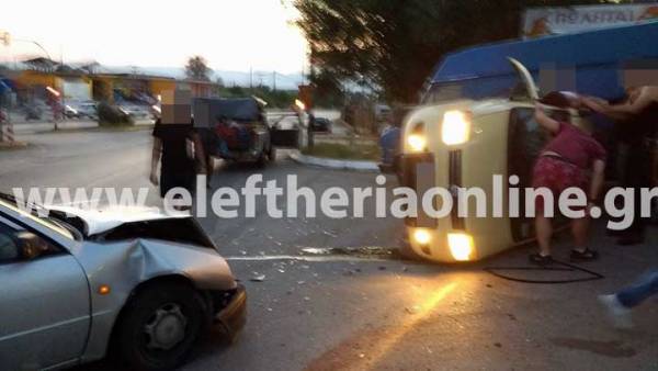 Ανατροπή αυτοκινήτου μετά από σύγκρουση στο Ασπρόχωμα
