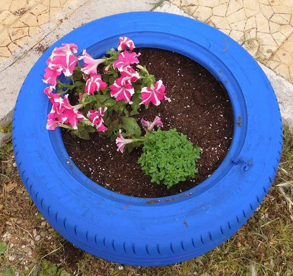 Ζαρντινιέρες από παλιά λάστιχα